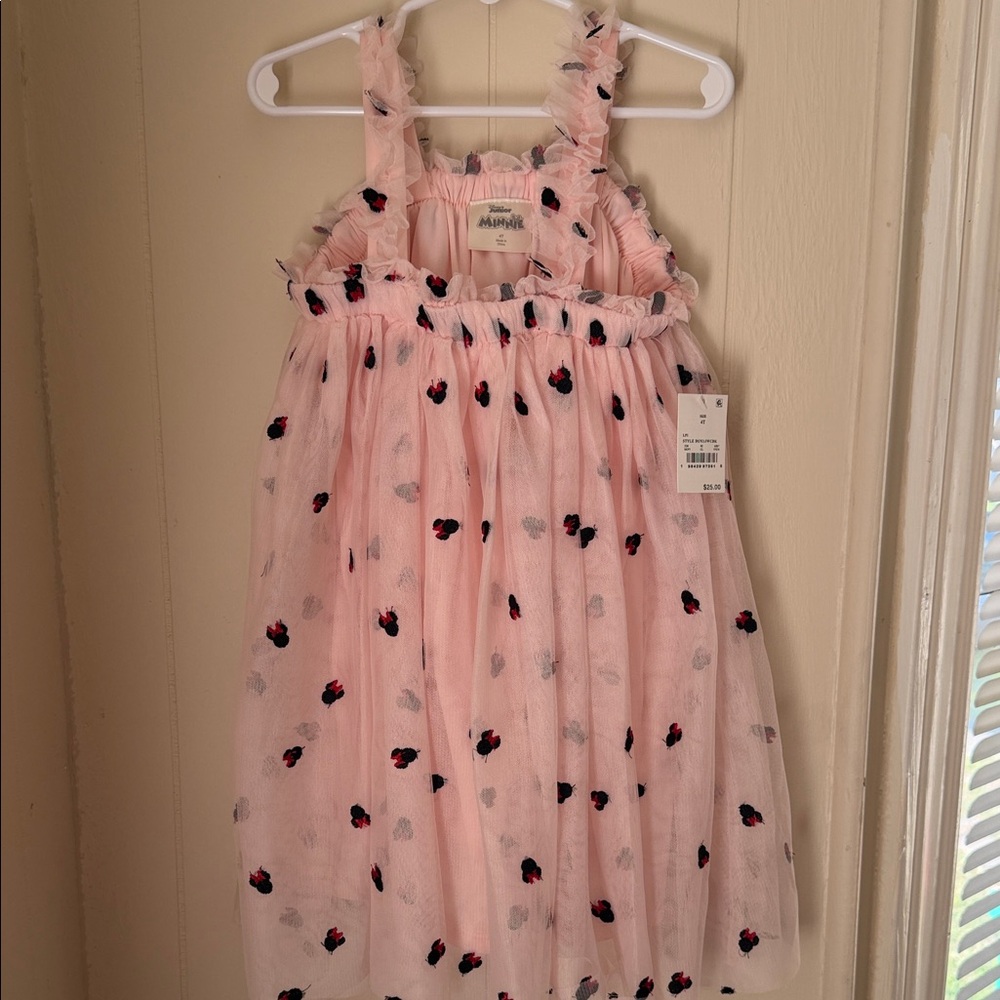 Mini Boden Pink Tulle Dress with Black & Red Minnie Details